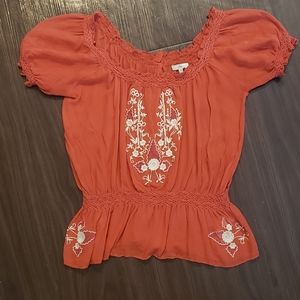 Joie Silk Peach Colored Peasant Blouse